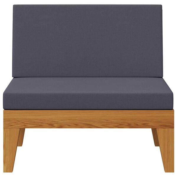 vidaXL Mittensits med mörkgrå dynor massivt akaciaträ