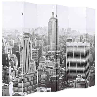 vidaXL Hopfällbar rumsavdelare New York i dagtid 228x170 cm svart/vit