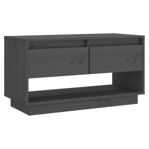 vidaXL Tv-b&auml;nk gr&aring; 74x34x40 cm massiv furu