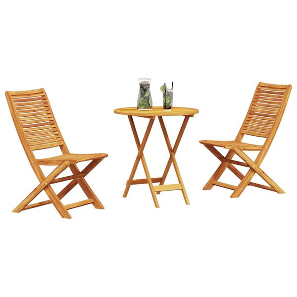 vidaXL F&auml;llbart bistroset 3 pcs Brun Massivt Akaciatr&auml;