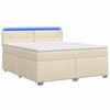 vidaXL Boxspring s&auml;ng med madrass och LED Gr&auml;ddvit 140 x 190 cm Tyg