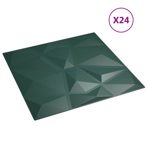 vidaXL V&auml;ggpaneler 24 pcs Gr&ouml;n 50 x 50 cm XPS Skum