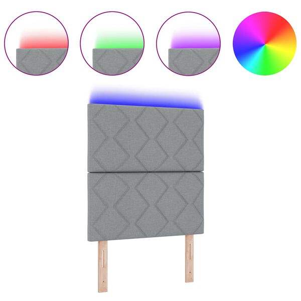 vidaXL Huvudgavel med LED -remsljus med huvudgavel Ljusgrå 80 cm tyg