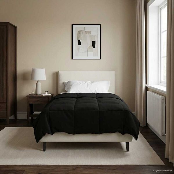 vidaXL Full &Aring;rs-Duvet Quiltad Svart 155 x 200 cm Mikrofiber