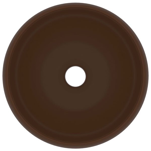 vidaXL Lyxigt runt handfat matt m&ouml;rkbrun 40x15 cm keramik