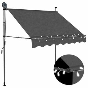 vidaXL Markis manuellt inf&auml;llbar med LED 200 cm antracit