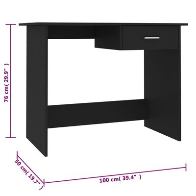 vidaXL Skrivbord svart 100x50x76 cm konstruerat trä