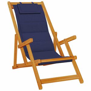 vidaXL Strandstol med kudde 2 pcs Brun x Massivt akaciatr&auml;