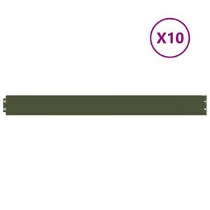 vidaXL Rabattkanter 10 st olivgr&ouml;n 10x103 cm kallvalsat st&aring;l