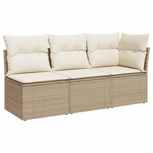 vidaXL Tr&auml;dg&aring;rdssoffa 3-sits med dynor konstrotting beige
