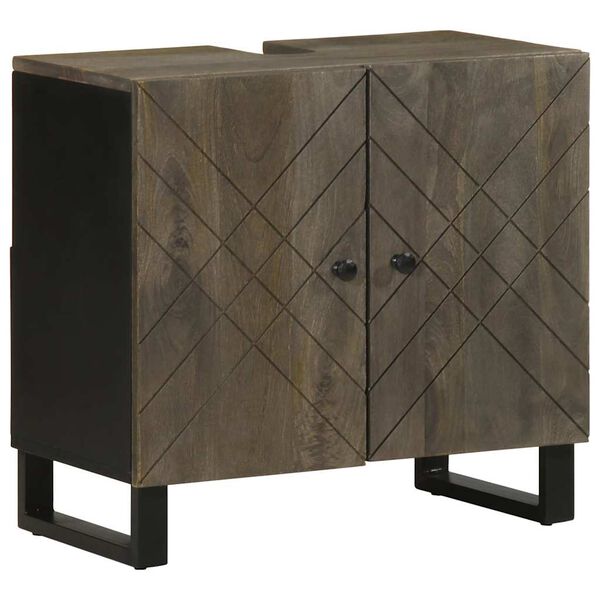 vidaXL Tv&auml;ttst&auml;llssk&aring;p svart 62x33x58 cm massivt mangotr&auml;