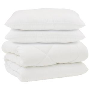 vidaXL Dunt&auml;cke med Kuddar 3 pcs Vit Mikrofiber och Dunfj&auml;der