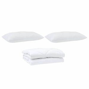 vidaXL Duntäcke med kudde 3 pcs Vit Mikrofiber