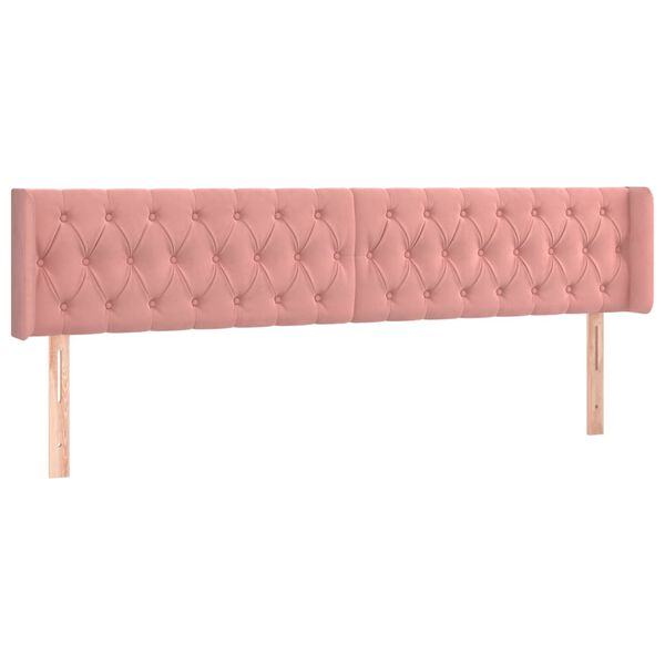 vidaXL Sänggavel med kanter rosa 203x16x78/88 cm sammet