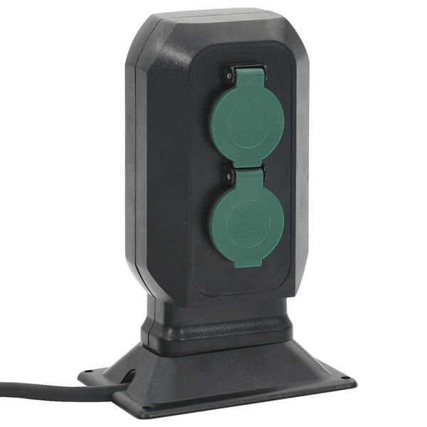 vidaXL Utomhusuttag med spett 4-vägs svart&grönt 15,5x11x24 cm