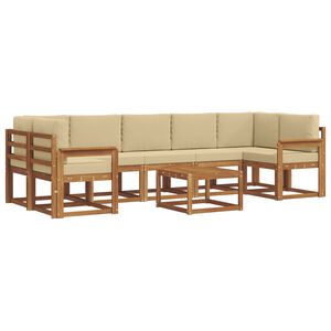vidaXL Utomhussoffset med kudde 8 pcs Naturlig och Beige