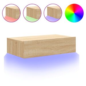 vidaXL Tv-b&auml;nk med LED-belysning sonoma-ek 60x35x15,5 cm