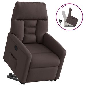 vidaXL Reclinerf&aring;t&ouml;lj med uppresningshj&auml;lp m&ouml;rkbrun tyg