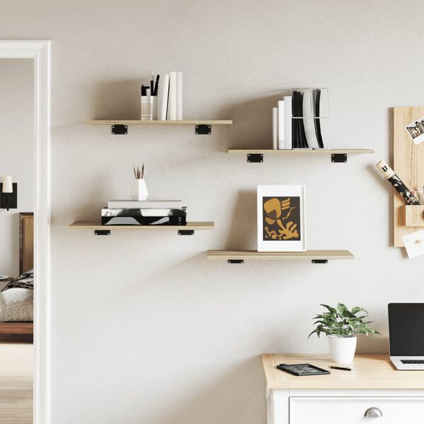 vidaXL Hyllplan 4 st sonoma-ek 60x30x1,5 cm konstruerat tr&auml;