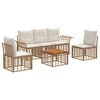 vidaXL Utomhussoffset 6 pcs Naturlig och Creamvit Polyester