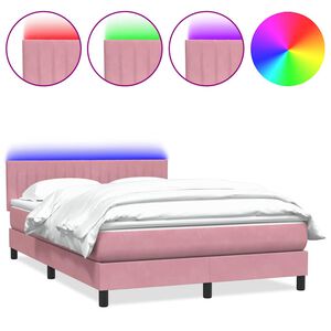 vidaXL Res&aring;rs&auml;ng med madrass och LED rosa 140x220 cm sammet