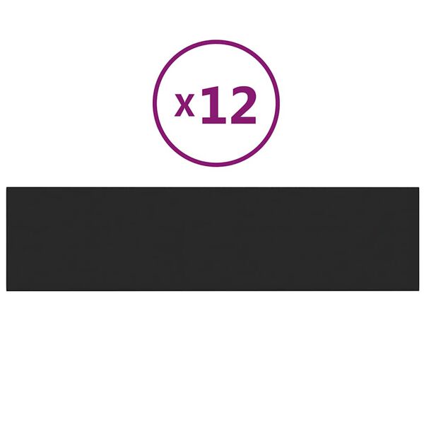 vidaXL Väggpaneler 12 st svart 60x15 cm tyg 1,08 m