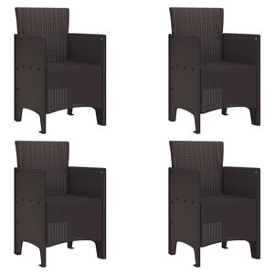 vidaXL Tr&auml;dg&aring;rd Stol med kudde 4 pcs Brun 53 x 49 x 85 cm Polypropylen