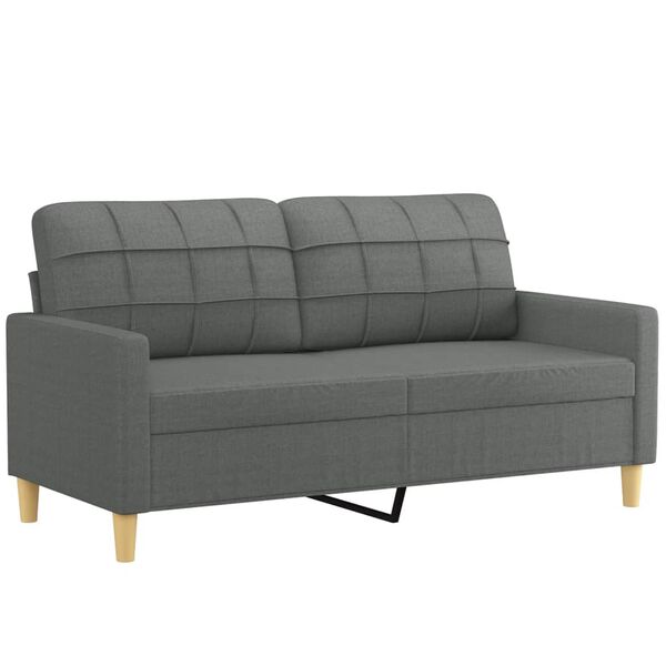 vidaXL 2-sits soffa med prydnadskuddar mörkgrå 140 cm tyg
