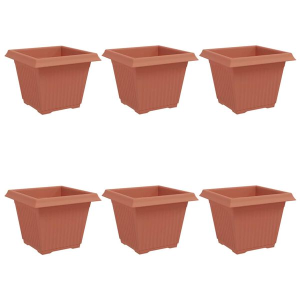 vidaXL Kvadratisk Blomkruka 6 pcs Murgr&ouml;n 28,5 x 28,5 x 22 cm Plast