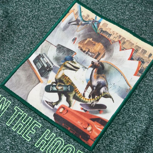 T-shirt med l&aring;nga &auml;rmar f&ouml;r barn m&ouml;rkgr&ouml;n melange 104