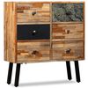vidaXL Sidosk&aring;p med 6 l&aring;dor massiv &aring;tervunnen teak 70x30x76 cm