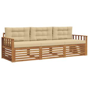 vidaXL Utomhussoffset 3 st Naturlig och Beige