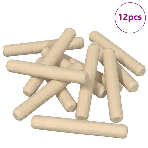 vidaXL Tr&auml;pluggar 12 pcs Brun &Oslash;8 x 50 mm Massivt tr&auml;