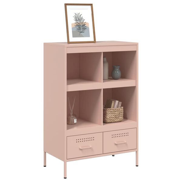 vidaXL Högskåp rosa 68x39x101,5 cm stål