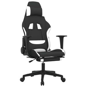 vidaXL Gamingstol med fotst&ouml;d och massage svart och vit tyg