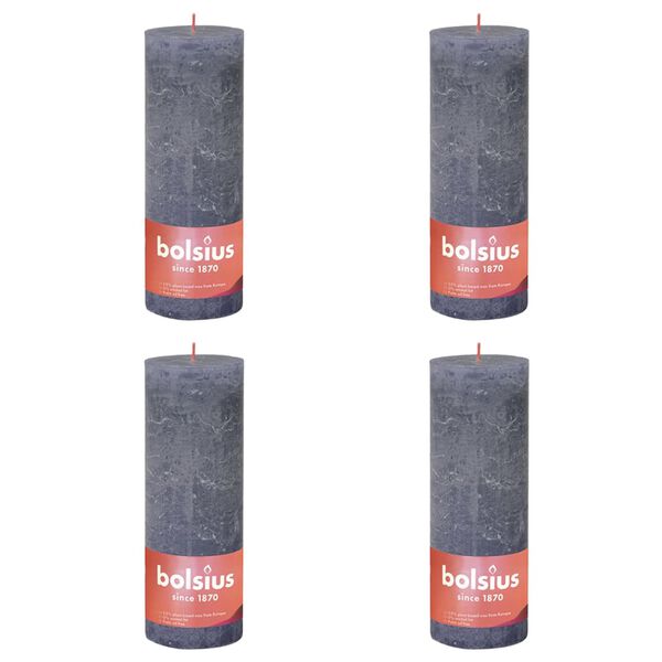 Bolsius Rustika blockljus 4-pack 190x68 mm skymningsbl&aring;
