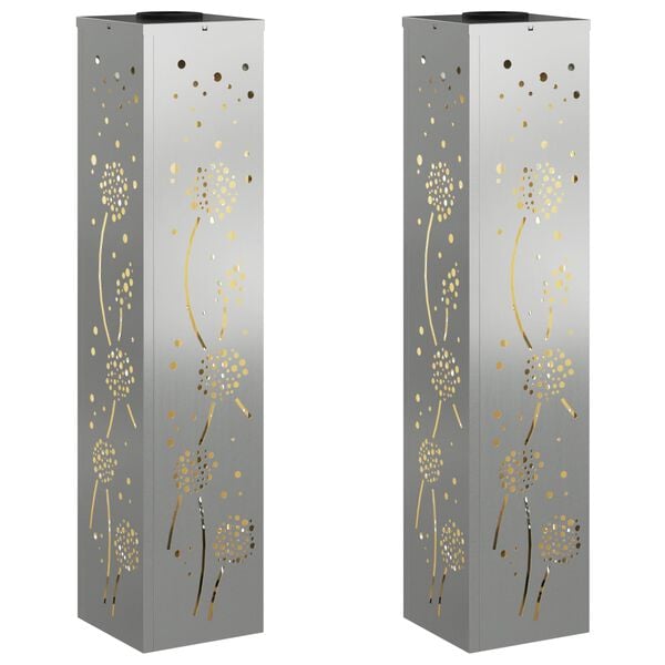 vidaXL Solar LED Stig Ljus 2 pcs Rostig Galvaniserad