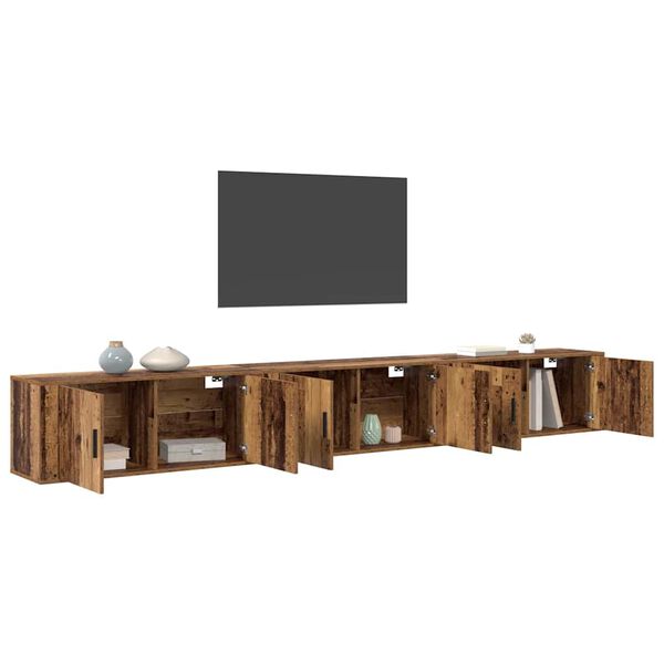 vidaXL V&auml;ggmonterad TV-byr&aring; Set 3 pcs Gammalt tr&auml; 100 x 34,5 x 40 cm