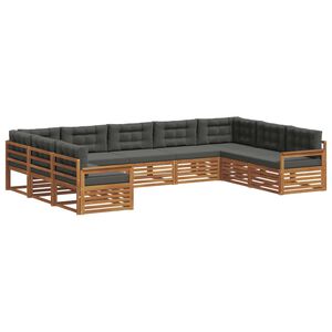 vidaXL Utomhussoffset 9 pcs Naturlig och Antracit Massivt Akaciatr&auml;