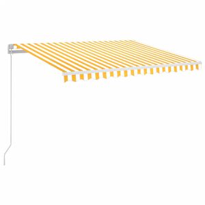 vidaXL Markis manuellt inf&auml;llbar med LED 350x250 cm gul och vit