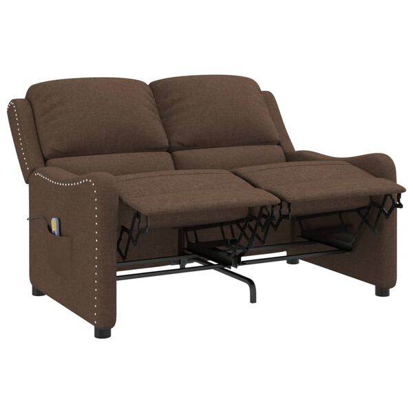 vidaXL Massagef&aring;t&ouml;lj 2-sits brun tyg