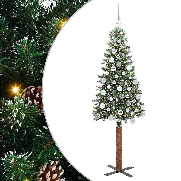 vidaXL Smal julgran med 300 LED-lampor Grön 180 cm PVC och solid furu