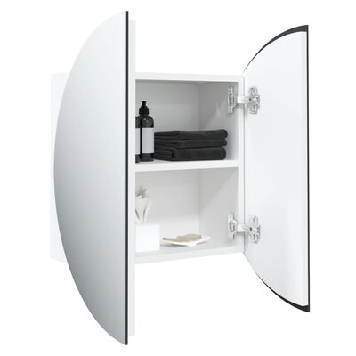 vidaXL Badrumsskåp med rund spegel och LED vit 47x47x17,5 cm