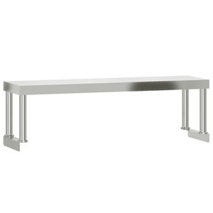 vidaXL &Ouml;verhylla f&ouml;r arbetsbord 110x30x35 cm rostfritt st&aring;l