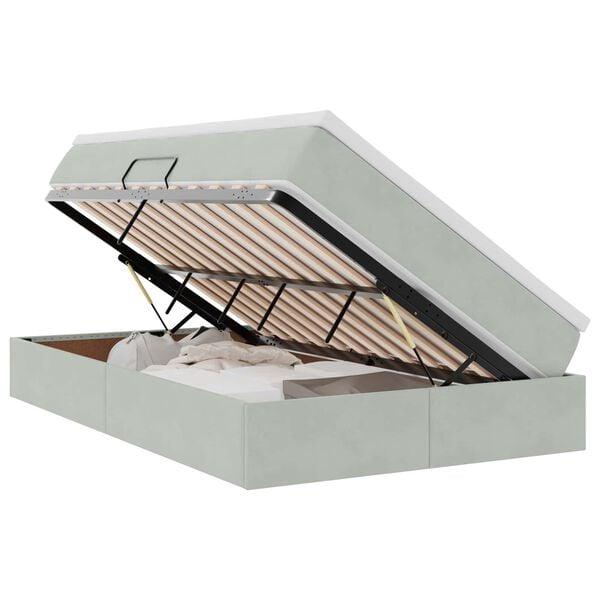 vidaXL F&ouml;rvaringss&auml;ng med madrass Ljusgr&aring; 120 x 190 cm Sammet