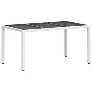 vidaXL Tr&auml;dg&aring;rdsbord med glasskiva vit 150x90x75 cm konstrotting