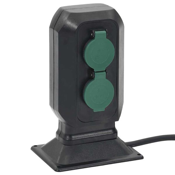 vidaXL Utomhusuttag med spett 4-vägs svart&grönt 15,5x11x24 cm