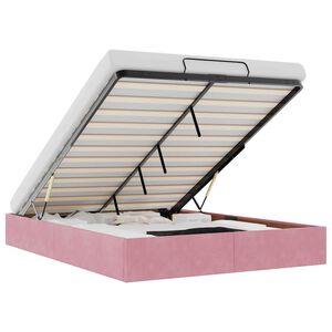 vidaXL Ottoman s&auml;ngram utan madrass rosa 140x190 cm sammet