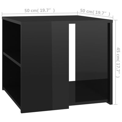 vidaXL Sidobord svart högglans 50x50x45 cm spånskiva