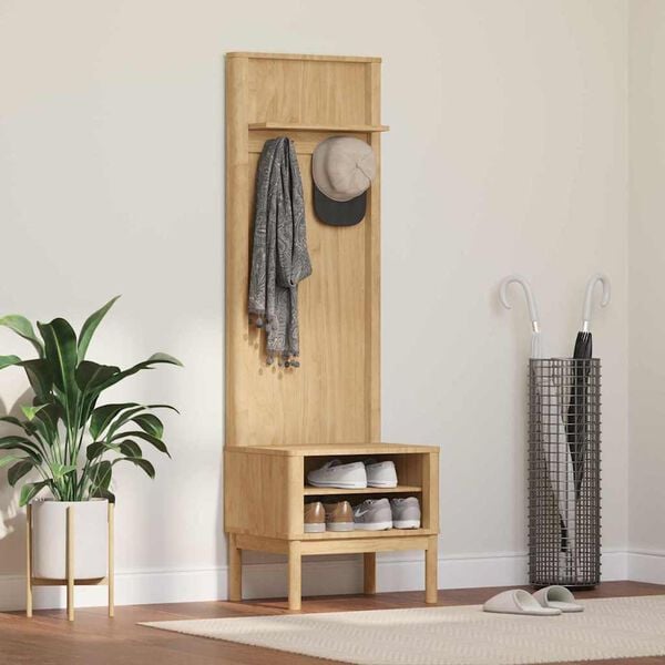 vidaXL Hallway sk&aring;p FLORO Vaxbrun 50 x 40 x 158 cm Massiv furu